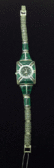 Серебряные часы из зеленого нефрита
