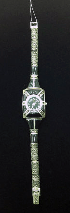 Серебряные часы из черного нефрита
