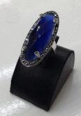 Серебряное кольцо с синим опалом и марказитами