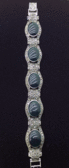 Серебряный браслет с зеленым опалом и марказитами