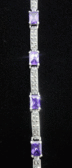 серебряный браслет с фиолетовым топазом и марказитами