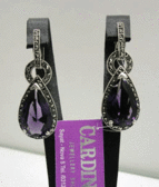 Серебряные серьги с фиолетовыми топазами и марказитами